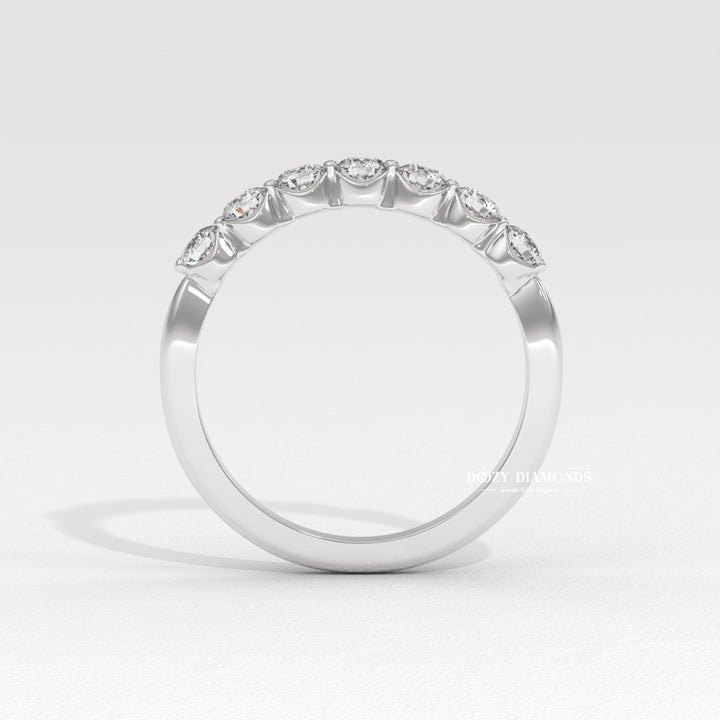 2.0 MM Round Lab Grown Diamond Floating Bubble Half Eternity Band, Stackable Wedding Band