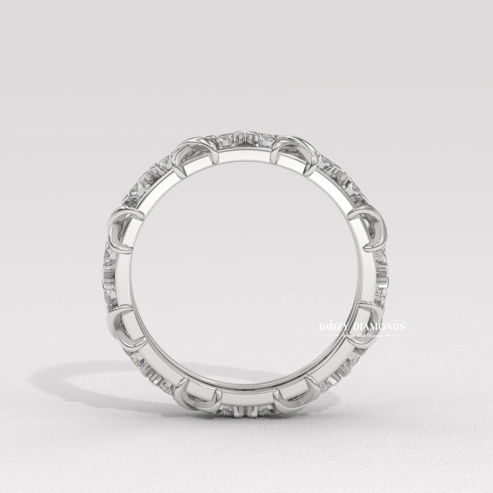 Full Eternity Wedding Band - 3.50MM Round Brilliant Cut EF/VS Lab Created Diamond Stackable Matching Band