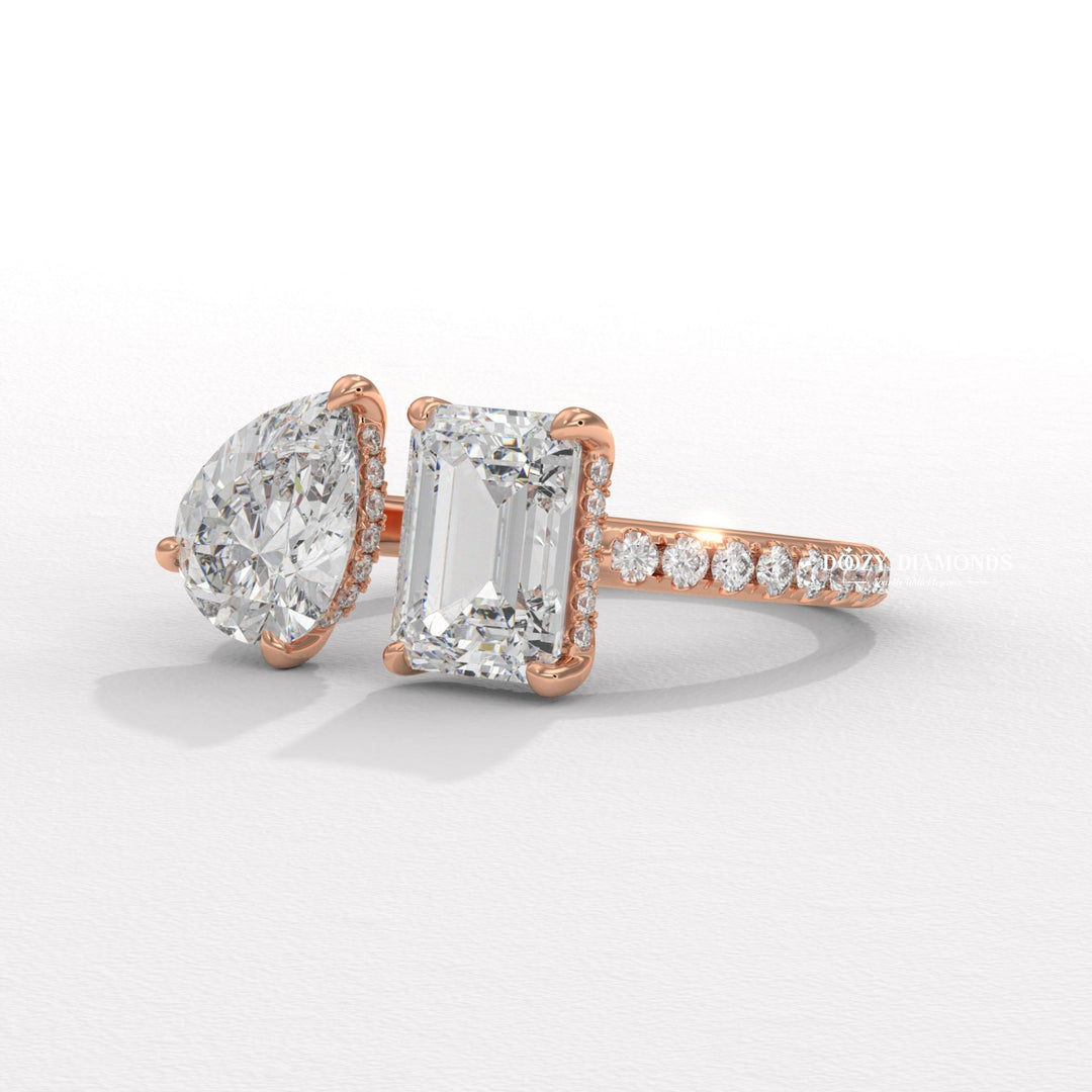 brilliant sparkle ring, sustainable bridal ring, premium lab diamond ring, pear wedding ring, emerald wedding ring, diamond wedding ring, engagement ring gift, luxury bridal jewelry,