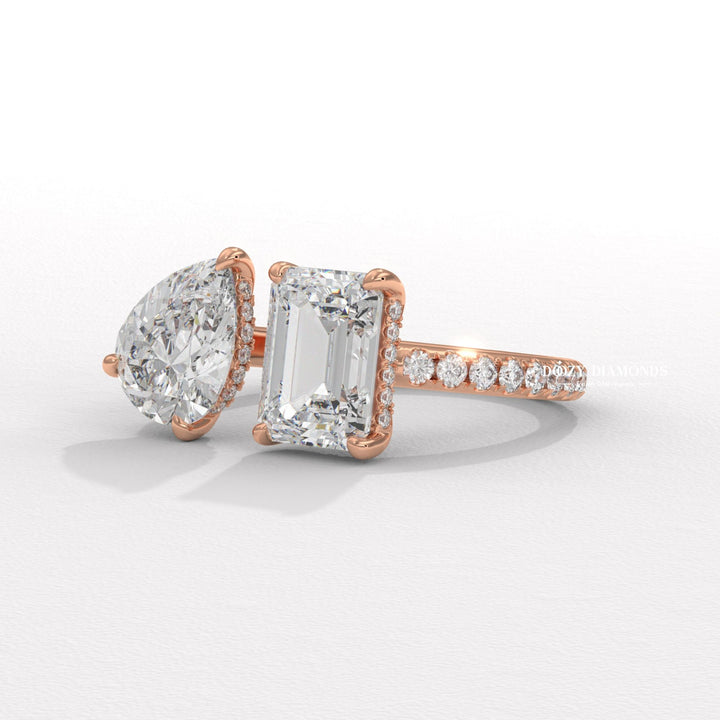 brilliant sparkle ring, sustainable bridal ring, premium lab diamond ring, pear wedding ring, emerald wedding ring, diamond wedding ring, engagement ring gift, luxury bridal jewelry,