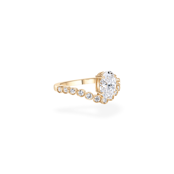 1.0CT - 2.0CT Oval Cut Lab Grown Diamond Bubble Pave Engagement Ring - Doozy Diamonds