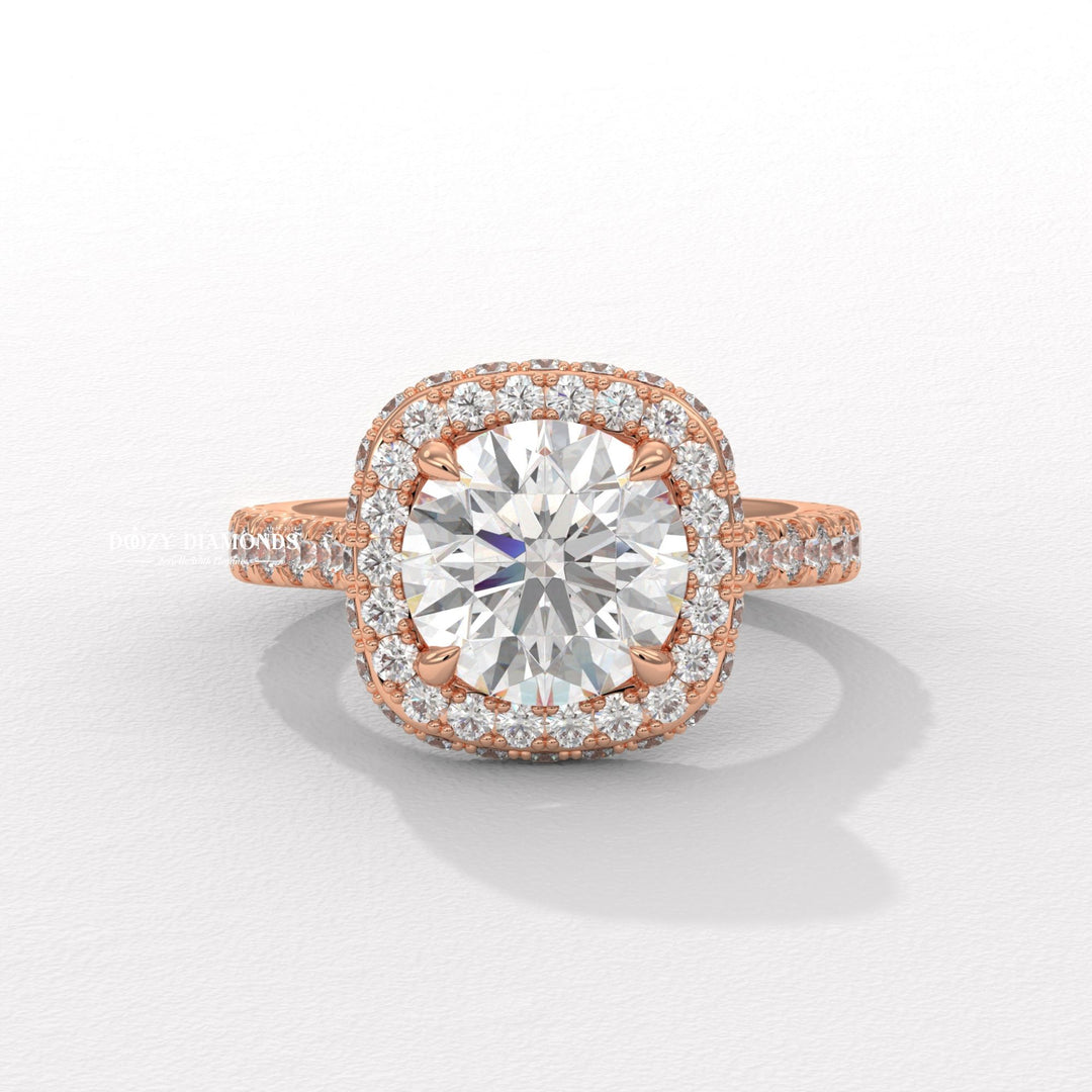 statement engagement ring, designer engagement ring, halo bridal ring, luxury proposal ring, fine diamond jewelry, round halo bridal ring, modern engagement ring, engagement gift for her