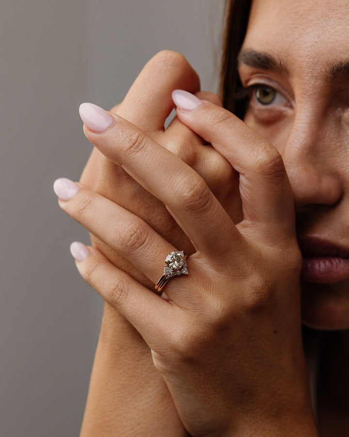 champagne proposal ring, luxury champagne diamond ring, round diamond engagement ring, engagement ring for her, bridal jewelry, wedding jewelry, luxury jewelry gift, modern romance ring, artisan engagement ring, handcrafted luxury ring, premium bridal jewelry,
