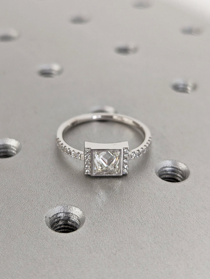 Sparkling Princess Cut Pavé Engagement Ring for Brides