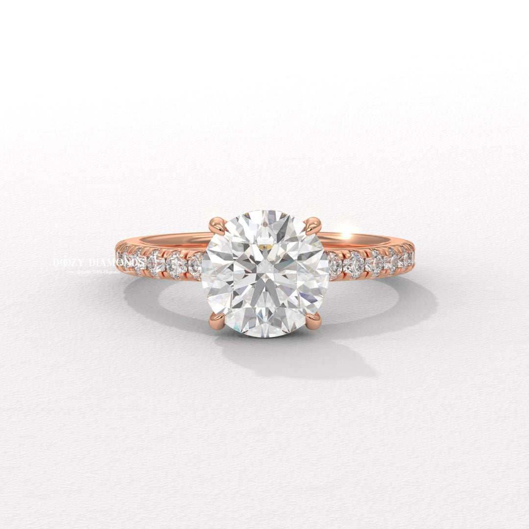 classic engagement ring, modern engagement ring, romantic proposal ring, sustainable diamond ring, ethical diamond ring, sustainable jewelry, ethical jewelry, round solitaire ring, round center stone ring, round brilliant engagement ring, brilliant cut diamond ring,