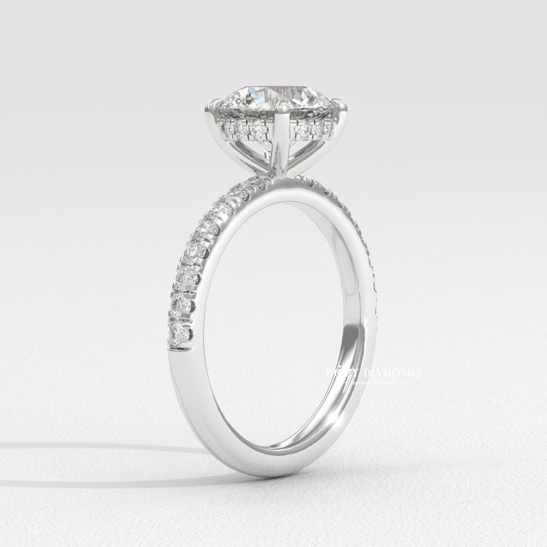 cathedral engagement ring, cathedral ring, bezel set diamond ring, prong set diamond ring, four prong engagement ring, six prong diamond ring, basket setting ring, tulip setting ring, vintage engagement ring, vintage style ring, modern solitaire ring, classic solitaire ring, round diamond solitaire, solitaire engagement ring, pave solitaire ring, micro pave engagement ring,