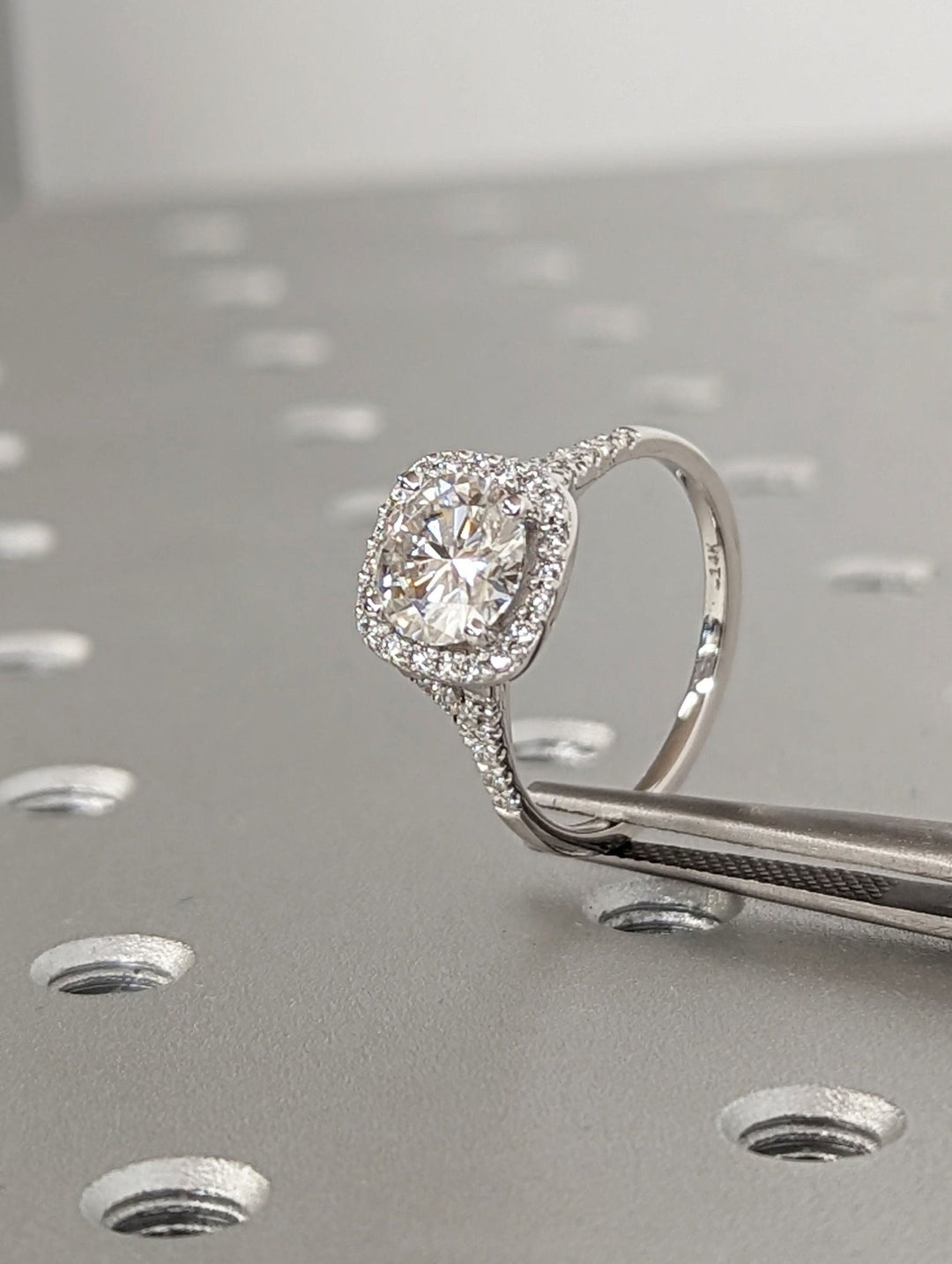 timeless round halo engagement ring