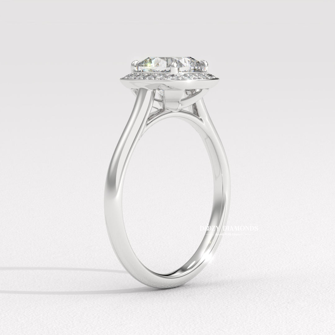 sparkling halo ring, classic halo engagement ring, cushion lab diamond ring, cushion diamond bridal ring, luxury halo diamond ring, diamond proposal ring, sustainable bridal ring