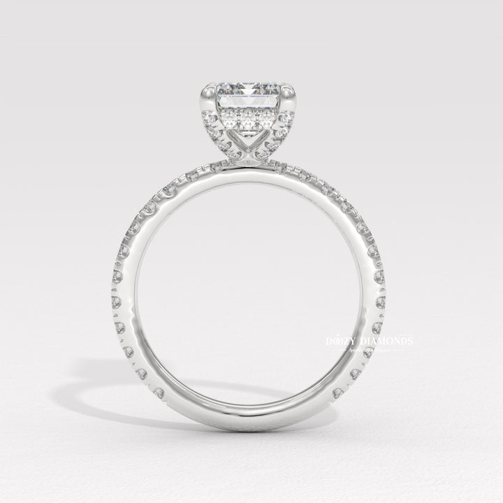 solitaire engagement ring, micro pave diamond ring, french pave ring, shared prong pave ring, split shank engagement ring, twisted band ring, infinity engagement ring, crossover diamond