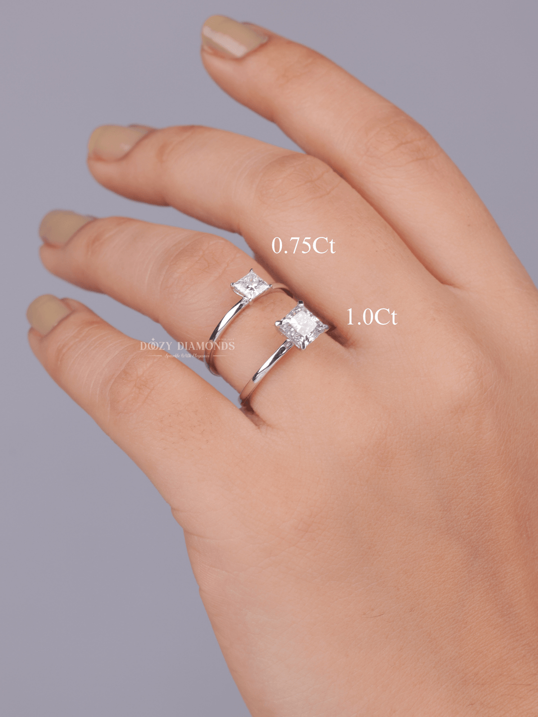 0.75ct - 1.0ct Princess Cut Lab Grown Diamond Solitaire Engagement Ring - Doozy Diamonds