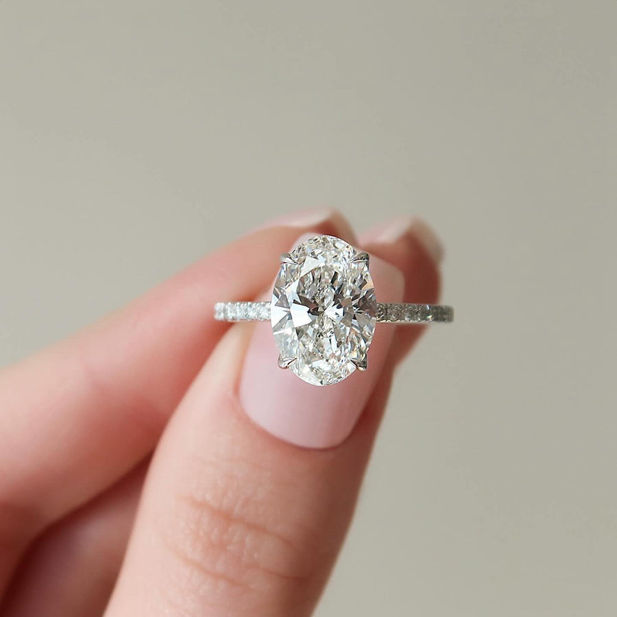 1.50 - 3.50 CT Oval Lab Grown Diamond Pave Engagement Ring - Doozy Diamonds