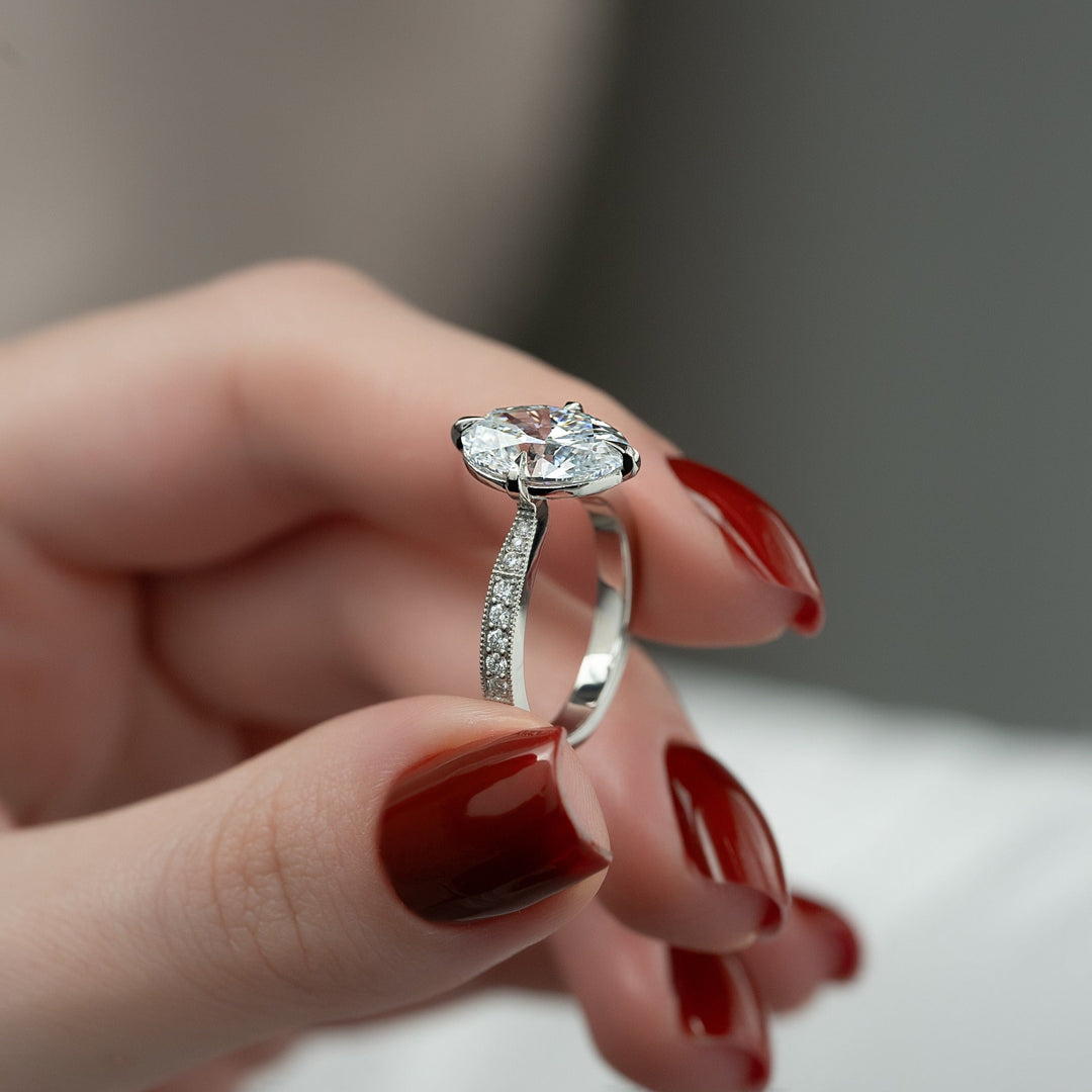 2.0 - 4.0 CT Oval Lab Grown Diamond Hidden Halo Engagement Ring - Doozy Diamonds