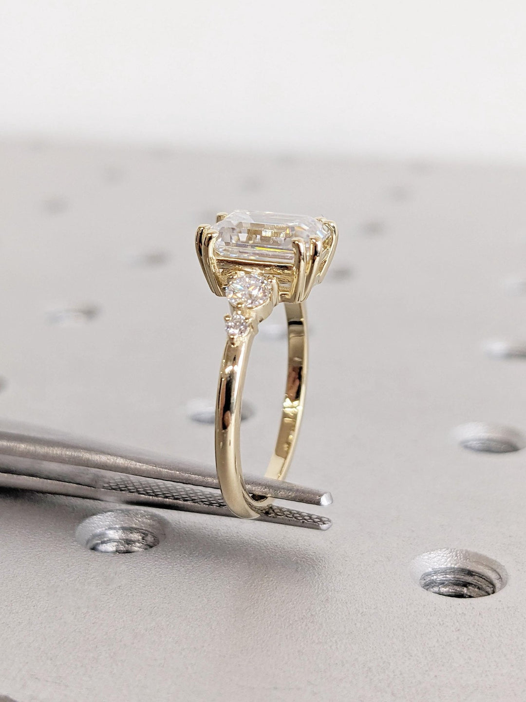 emerald lab diamond bridal ring