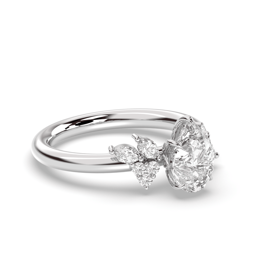 1.0 - 3.0 CT Pear Diamond Cluster Engagement Ring - Doozy Diamonds