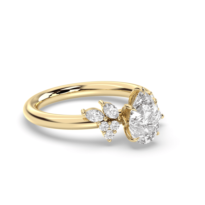 pear cut ring with side diamonds,