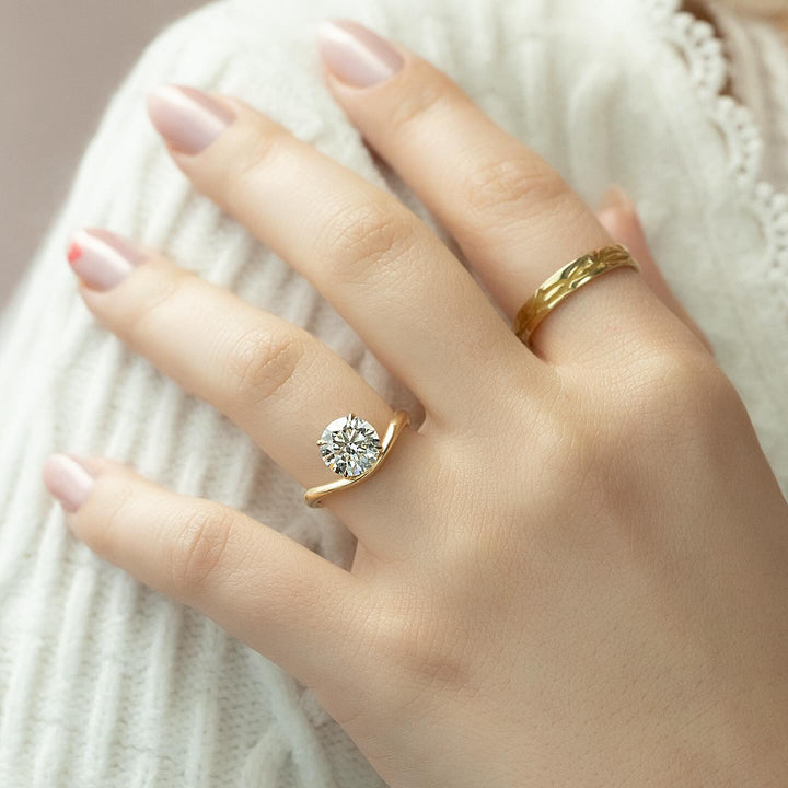1.50 - 3.50 CT Round Lab Grown Diamond Unique Engagement Ring - Doozy Diamonds