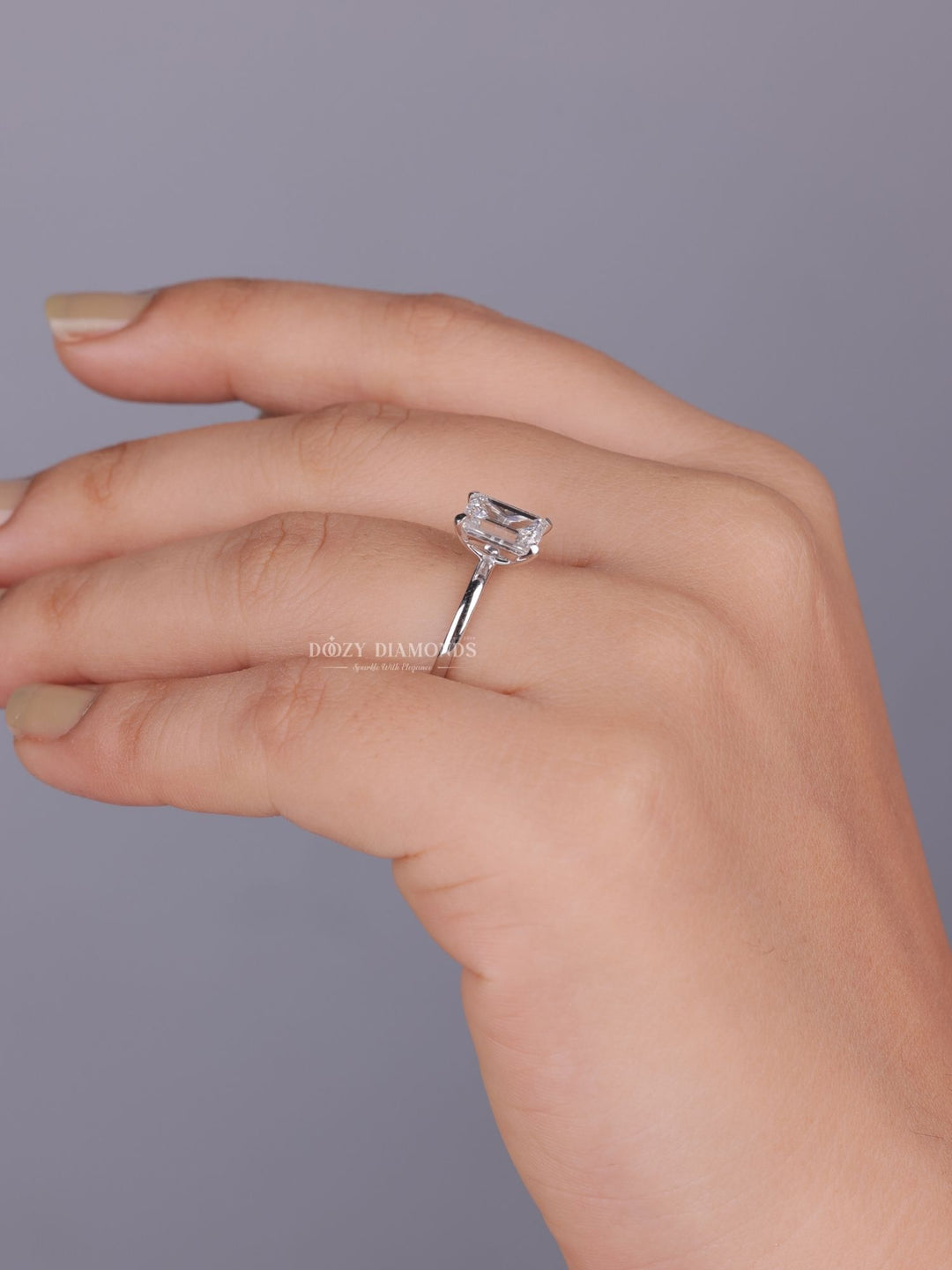 0.75ct - 2.0ct Emerald VS1/VS2 Diamond Solitaire Lab Grown Engagement Ring - Doozy Diamonds