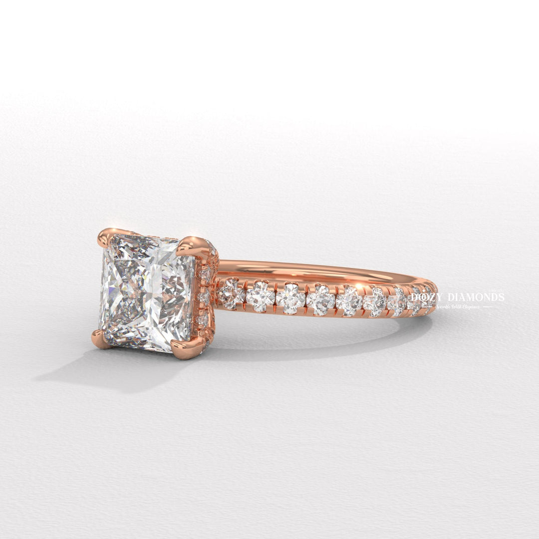 stackable bridal ring, wedding band set, bridal set ring, certified diamond ring, near colorless diamond ring, VS clarity diamond ring, brilliant sparkle ring, hidden halo bridal ring, princess
