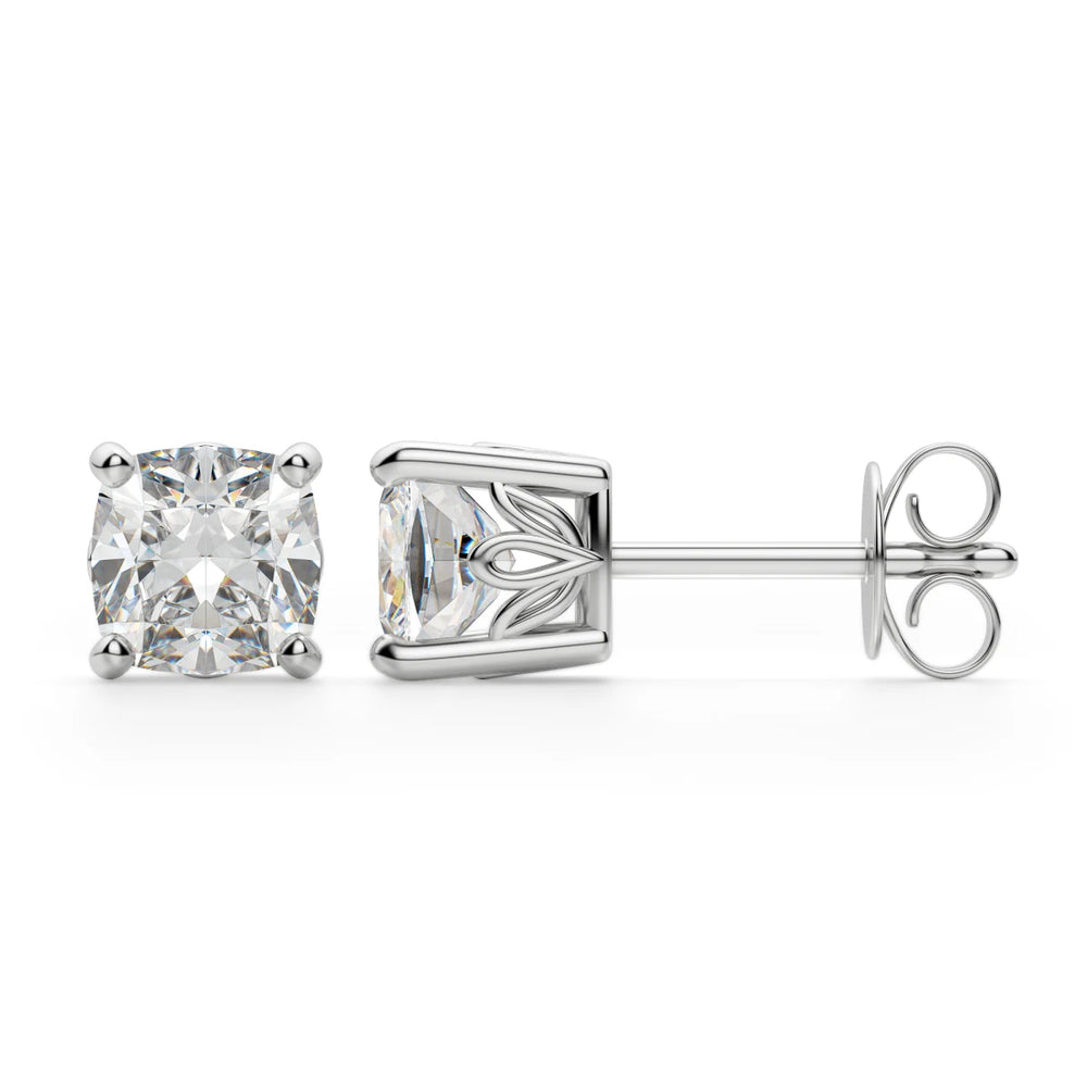 Cushion Cut Moissanite Diamond Solitaire Stud Earrings For Women