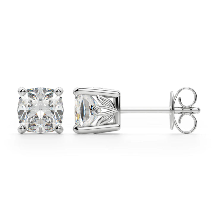 Cushion Cut Moissanite Diamond Solitaire Stud Earrings For Women