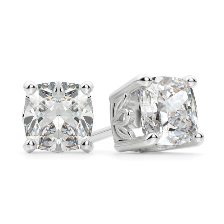 Cushion Cut Moissanite Diamond Solitaire Stud Earrings For Women