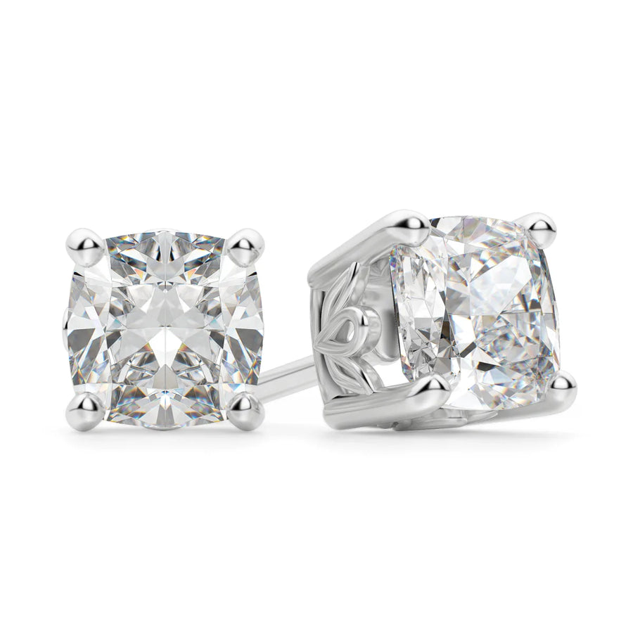 Cushion Cut Moissanite Diamond Solitaire Stud Earrings For Women