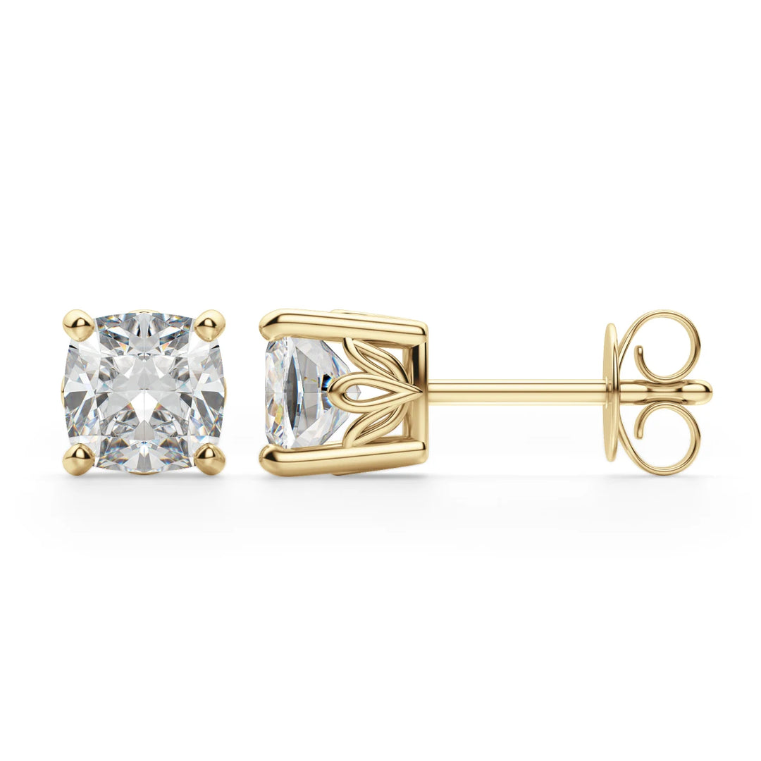 Cushion Cut Moissanite Diamond Solitaire Stud Earrings For Women