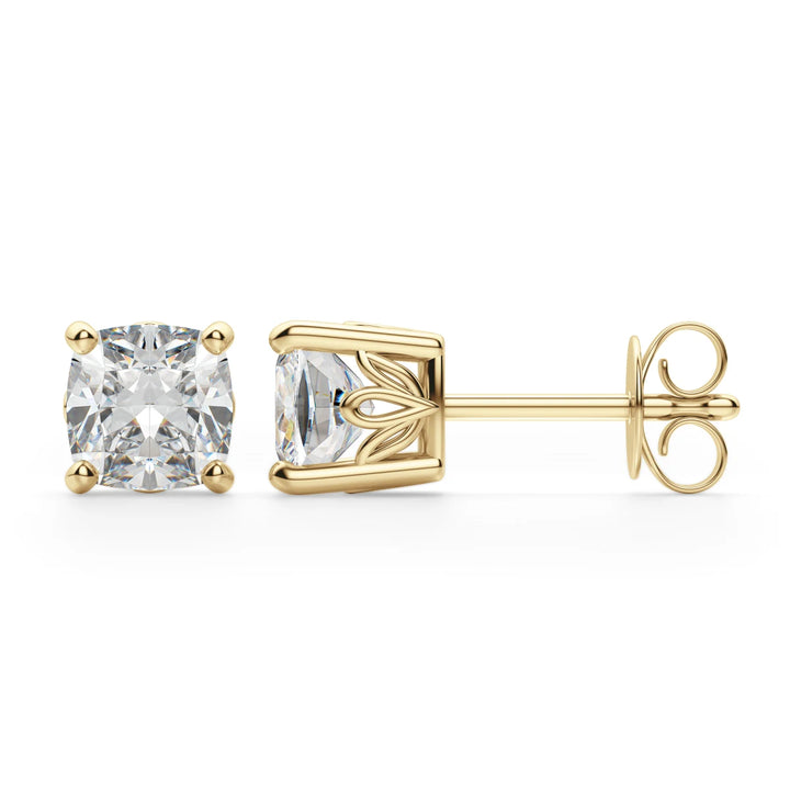 Cushion Cut Moissanite Diamond Solitaire Stud Earrings For Women