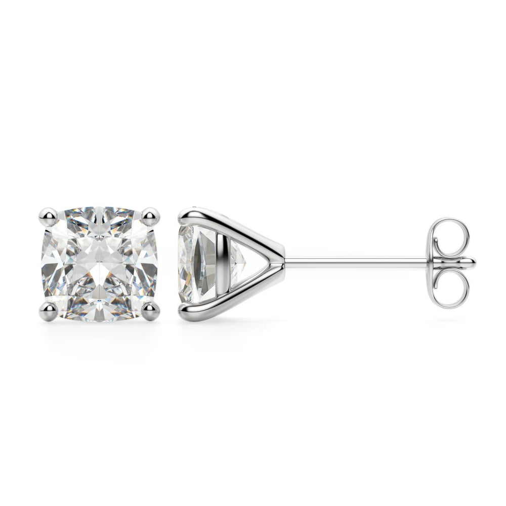 2ct Cushion Cut Moissanite Diamond Solitaire Stud Earrings