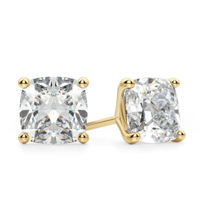 2ct Cushion Cut Moissanite Diamond Solitaire Stud Earrings