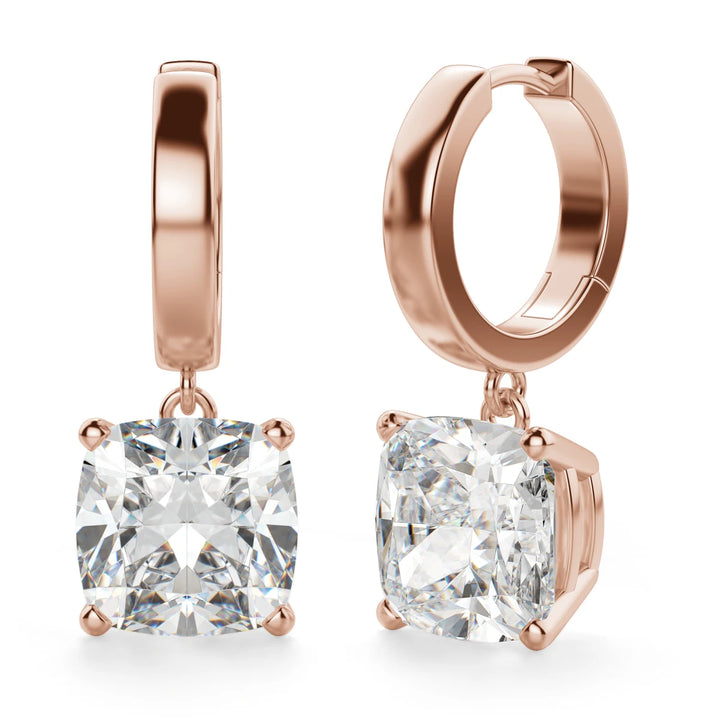 Cushion Cut Moissanite Diamond Solitaire Drop Earrings