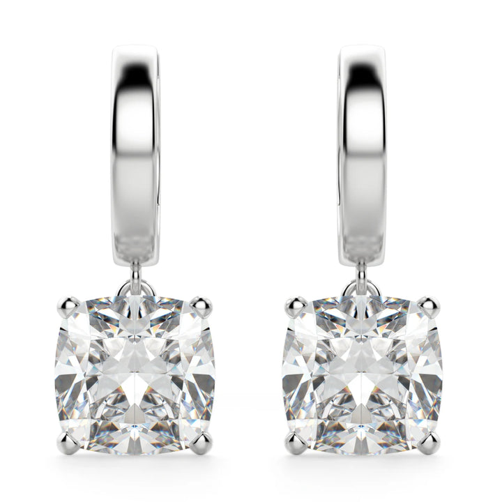 Cushion Cut Moissanite Diamond Solitaire Drop Earrings