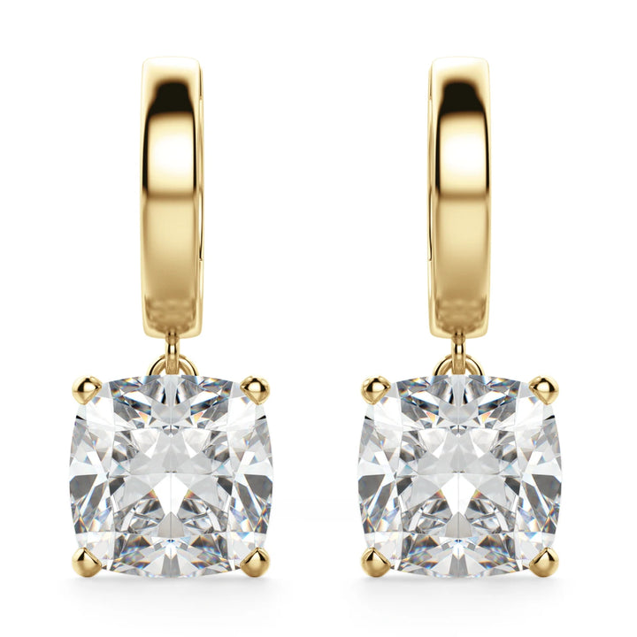 Cushion Cut Moissanite Diamond Solitaire Drop Earrings
