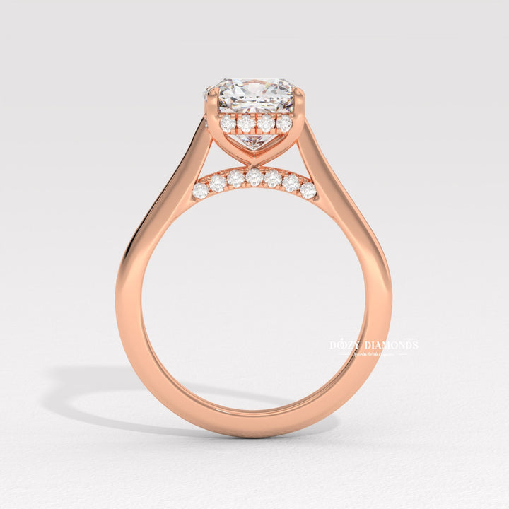 cushion bezel ring, cushion prong set ring, four prong engagement ring, double claw prong ring, basket setting ring, tulip setting ring, gallery rail ring, raised setting engagement ring,