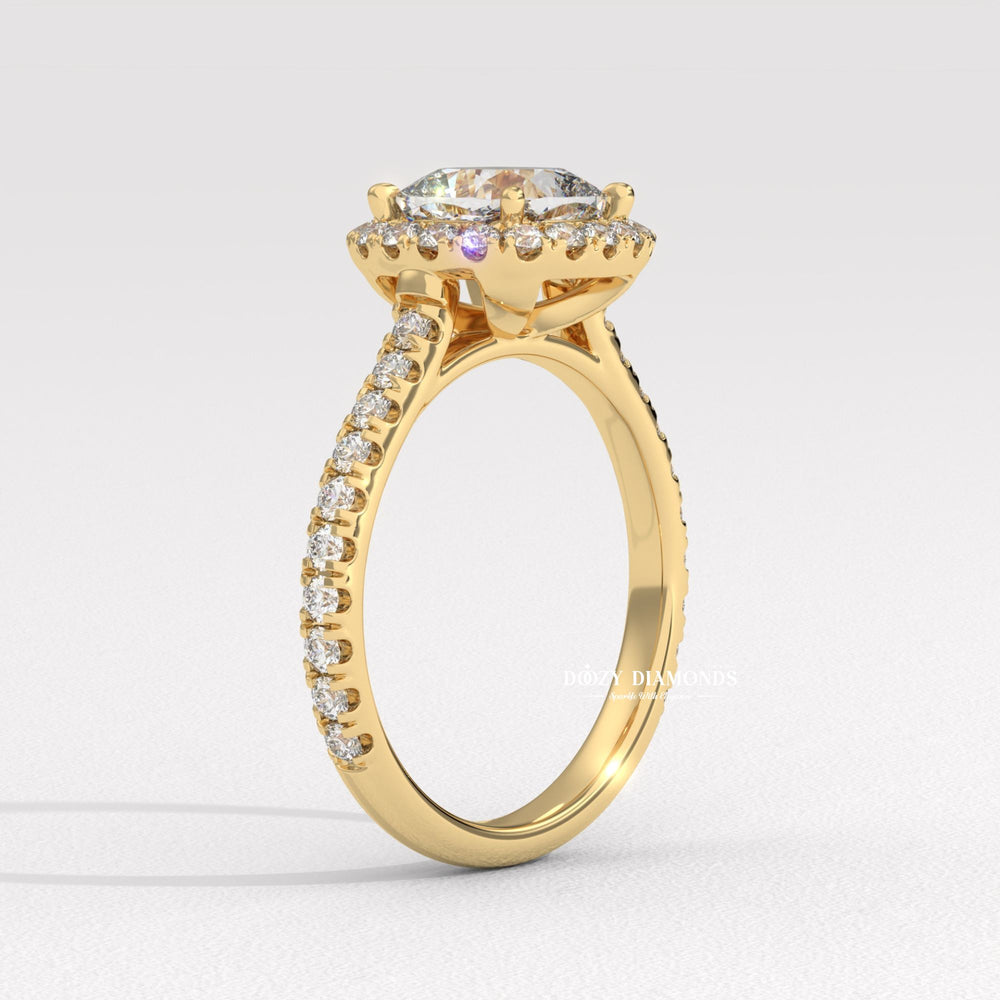 engagement ring for women, cushion solitaire halo ring, sustainable diamond ring, ethical engagement ring, luxury engagement ring, halo diamond ring, bridal engagement ring, women's diamond ring,