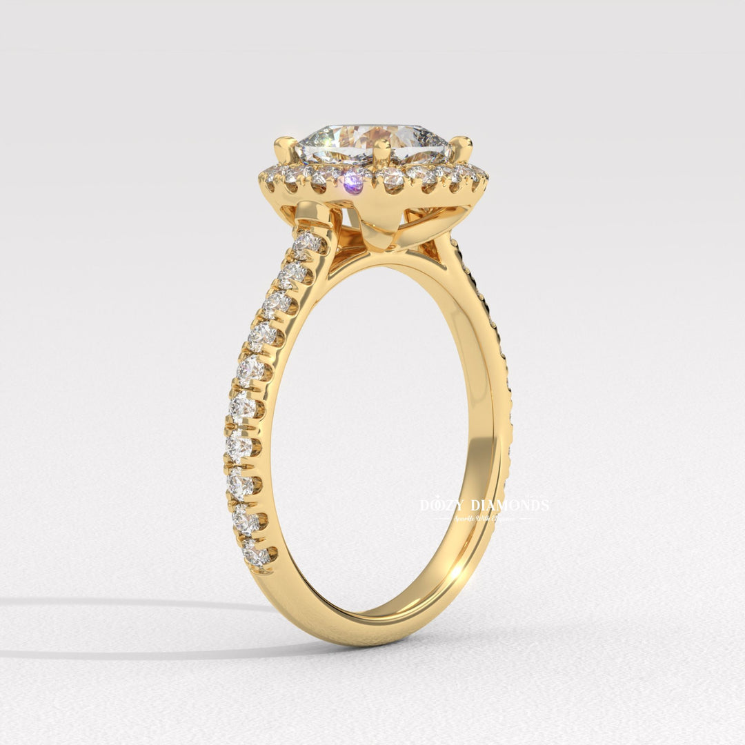engagement ring for women, cushion solitaire halo ring, sustainable diamond ring, ethical engagement ring, luxury engagement ring, halo diamond ring, bridal engagement ring, women's diamond ring,