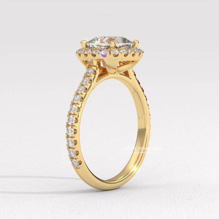 engagement ring for women, cushion solitaire halo ring, sustainable diamond ring, ethical engagement ring, luxury engagement ring, halo diamond ring, bridal engagement ring, women's diamond ring,