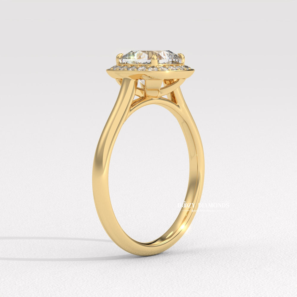 halo diamond engagement ring, lab grown diamond engagement ring, cushion cut diamond ring, halo engagement ring for women, lab created diamond ring, cushion solitaire halo ring,
