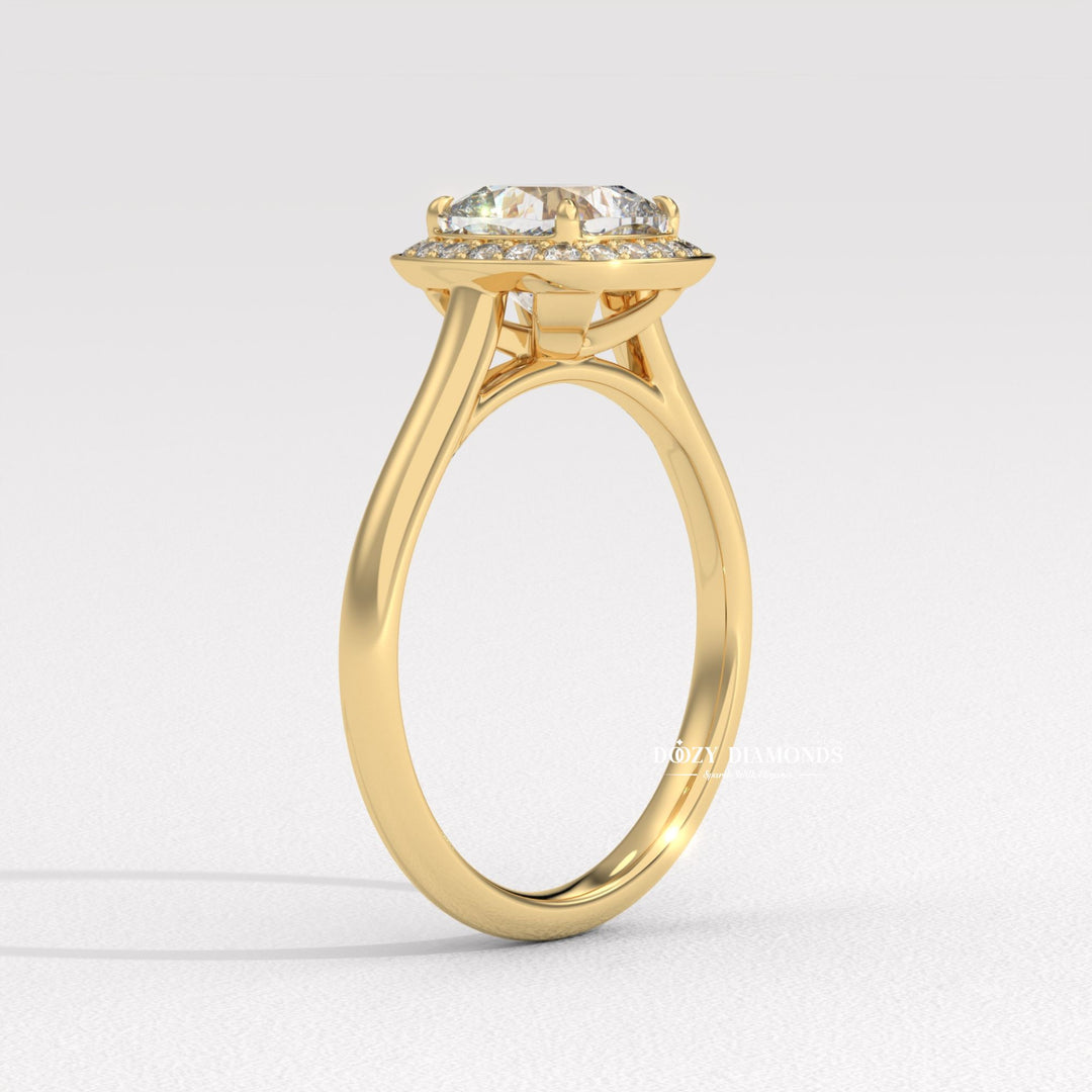 halo diamond engagement ring, lab grown diamond engagement ring, cushion cut diamond ring, halo engagement ring for women, lab created diamond ring, cushion solitaire halo ring,