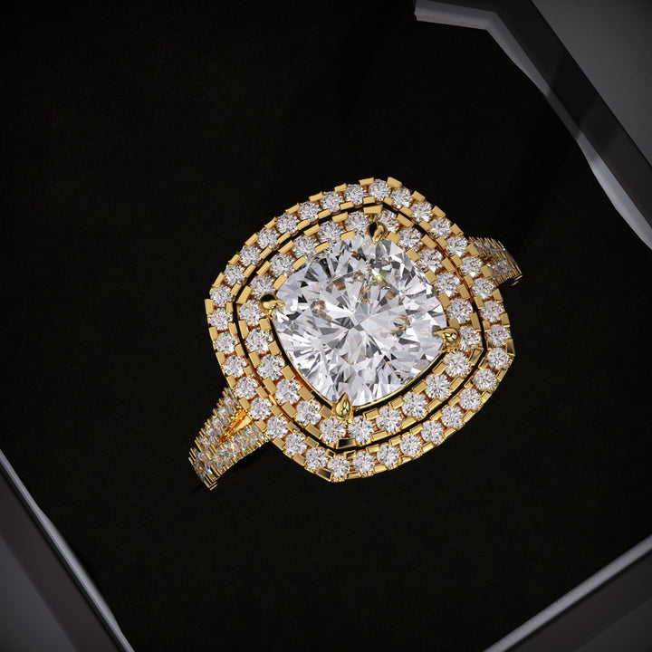 split shank engagement ring
F VS1 diamond ring
cushion cut engagement ring
lab grown diamond engagement ring
cushion double halo ring
split shank diamond ring
sustainable engagement ring