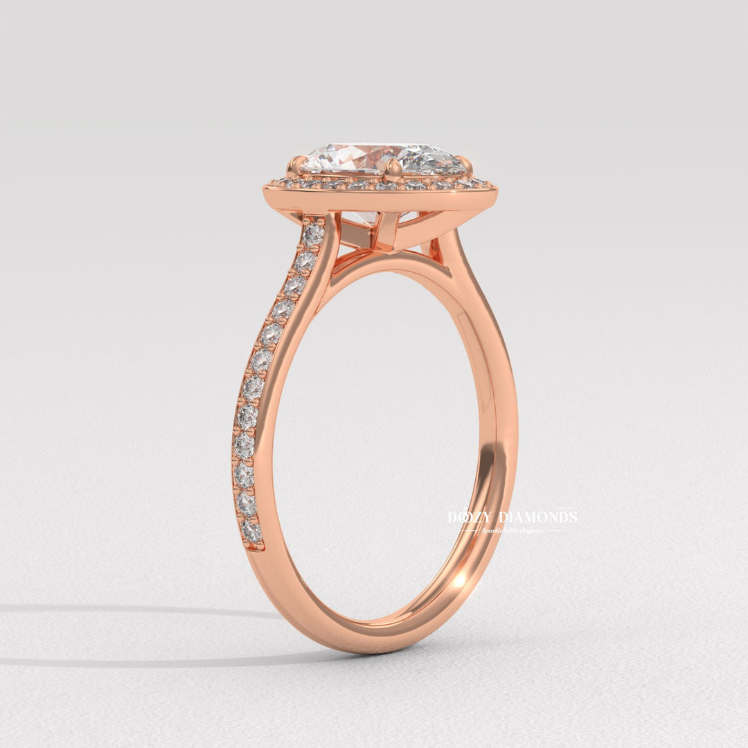 diamond halo bridal set, elegant diamond ring, bridal diamond ring, oval center diamond ring, engagement ring with halo, oval solitaire engagement ring, luxury diamond jewelry, eco friendly engagement ring,