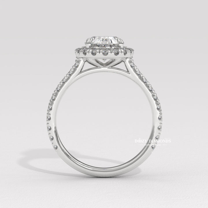 designer bridal jewelry, statement bridal ring, glamorous halo ring, oval halo engagement ring for women, lab grown diamond halo ring, luxury proposal jewelry, wedding jewelry for women,
