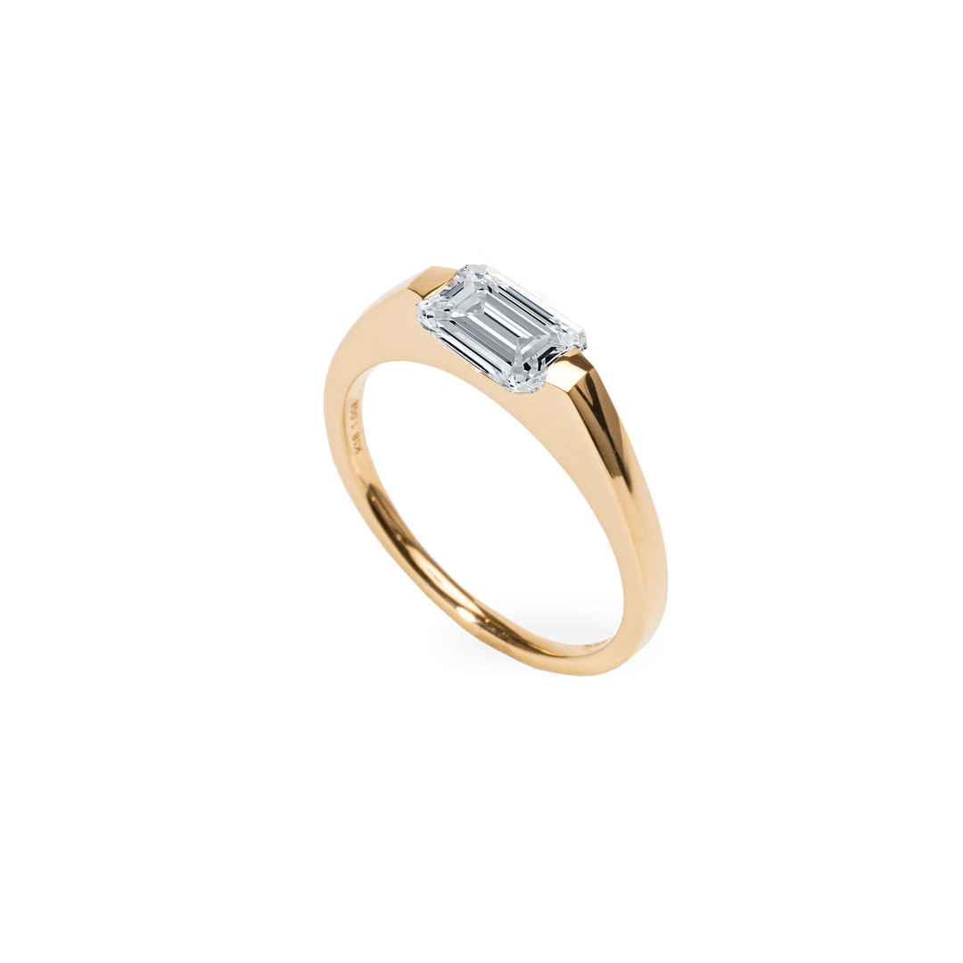 1.0CT - 2.0CT East West Emerald Cut Lab Grown Diamond Engagement Ring - Doozy Diamonds