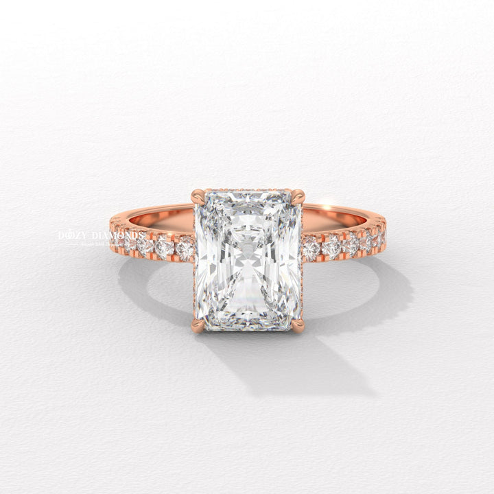 sophisticated diamond ring, luxury ring for women, wedding proposal ring, premium bridal jewelry, timeless bridal jewelry, elegant bridal jewelry, radiant shape diamond ring, radiant wedding ring,