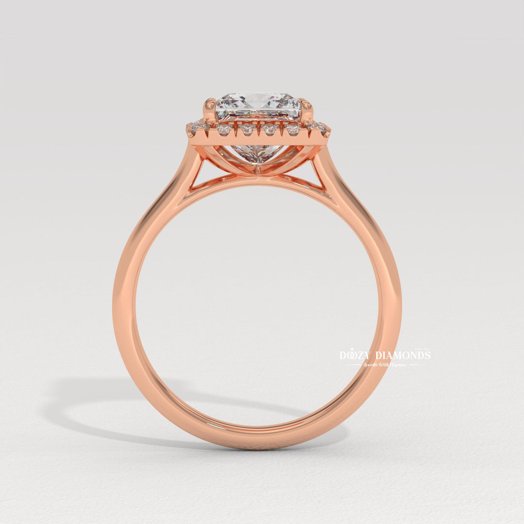fine diamond jewelry, princess solitaire engagement ring, modern engagement ring, engagement gift for her, bridal ring set, princess cut halo ring, elegant bridal jewelry, diamond ring for women,