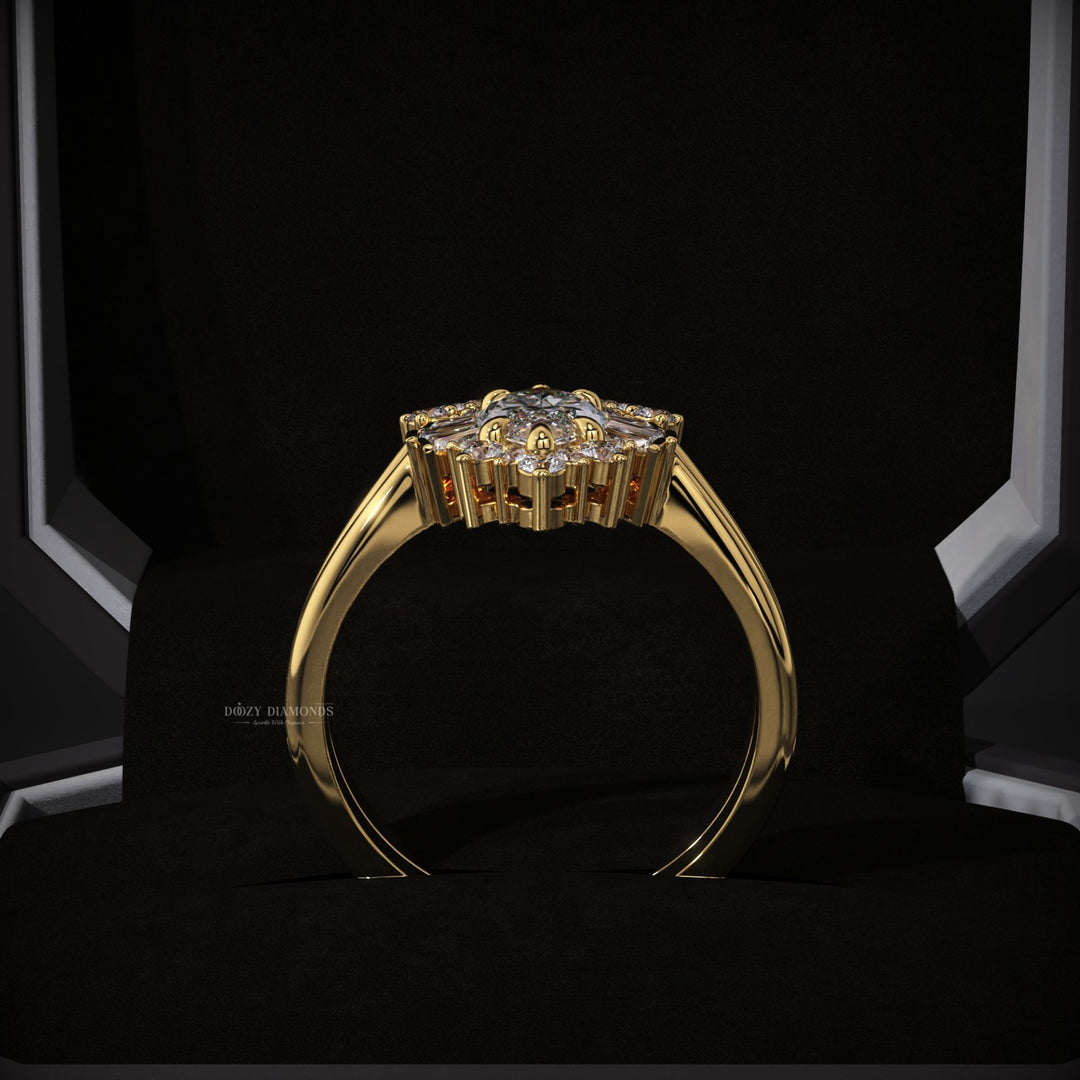 Marquise Lab Grown Diamond Cluster Engagement Ring With Matching Band