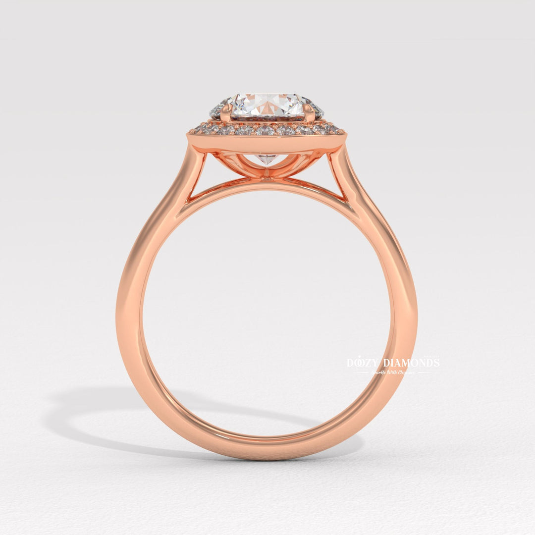 bridal diamond ring, round center diamond ring, engagement ring with halo, round solitaire engagement ring, luxury diamond jewelry, eco friendly engagement ring