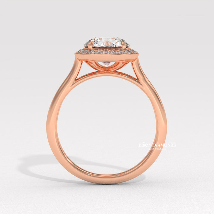bridal diamond ring, round center diamond ring, engagement ring with halo, round solitaire engagement ring, luxury diamond jewelry, eco friendly engagement ring