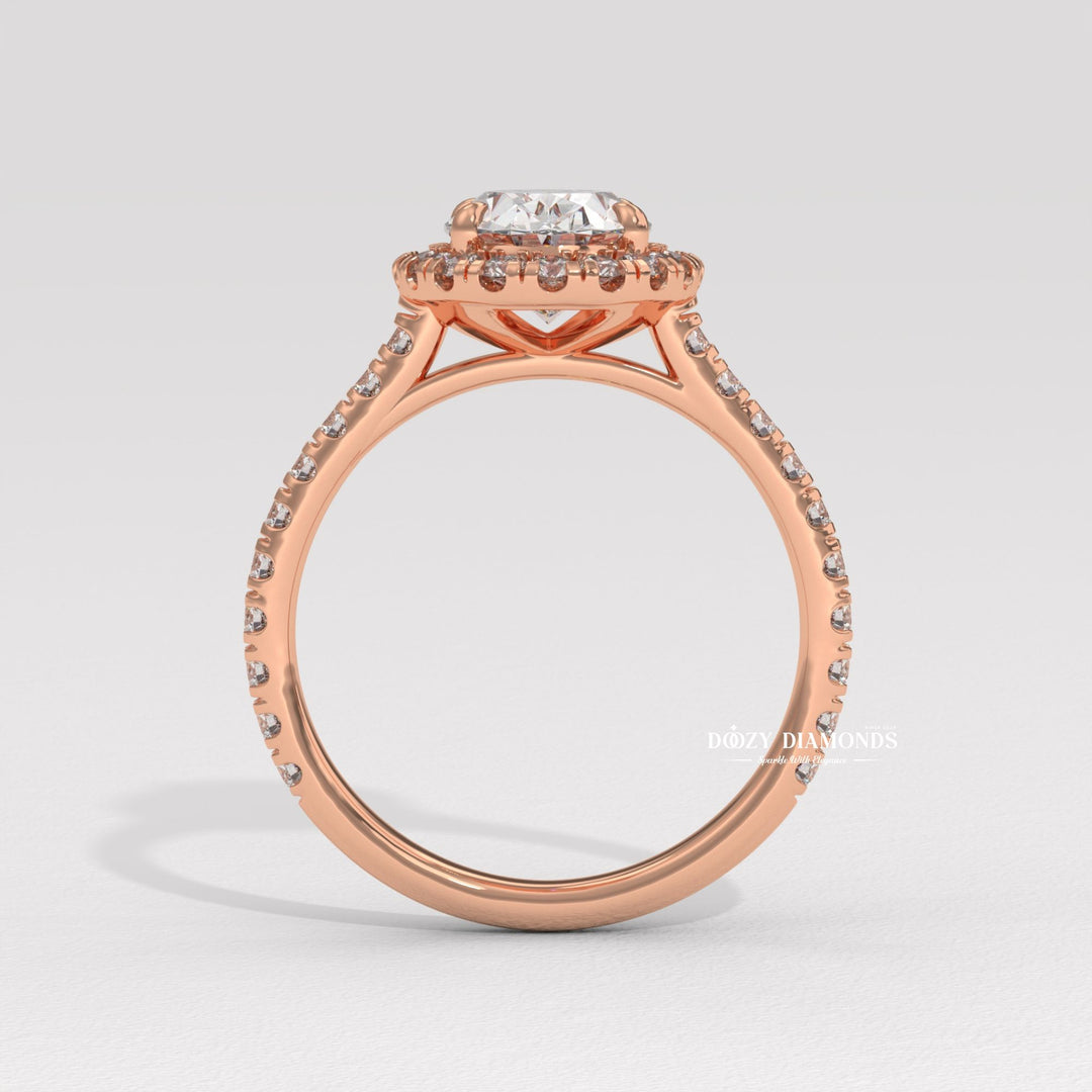 diamond halo bridal set, elegant diamond ring, bridal diamond ring, oval center diamond ring, engagement ring with halo, oval solitaire engagement ring, luxury diamond jewelry,