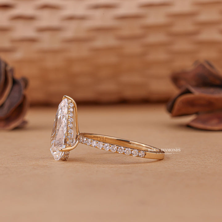 3.50CT - 4.50CT Pear Cut E/VS2 Lab Grown Diamond Hidden Halo Engagement Ring - Doozy Diamonds